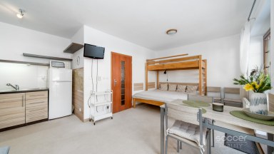 Z obýváku přímo na sjezdovku! Stylový apartmán 1+kk s balkonem a parkováním – Prkenný Důl