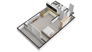 Pronájem krásného bytu 1+kk 38 m2/PS/S, ul. Randova, Praha 5 - Smíchov.